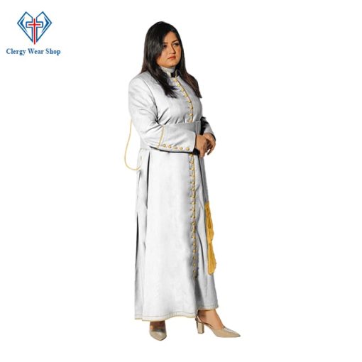 White Cassock Womens 33 Buttons Clergy Cassock