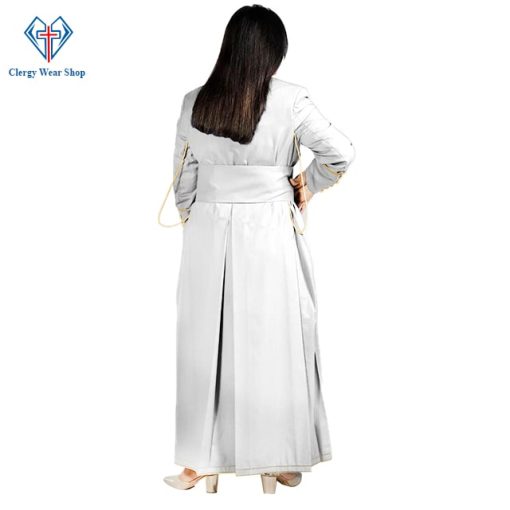 White Cassock Womens 33 Buttons Clergy Cassock (3)-min