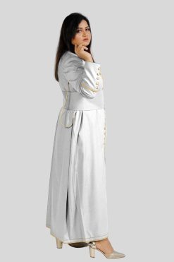 White Women’s Cassock with Gold Trim & 33 Button