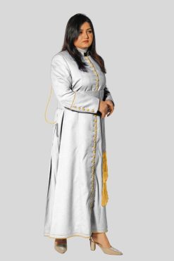 White Women’s Cassock with Gold Trim & 33 Button