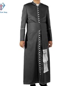 Black Mens Cassock with White Trim