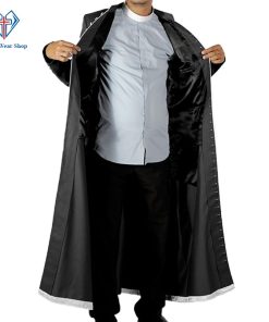 Black Mens Cassock with White Trim