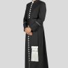Comfortable Black Mens Cassock with White Trim for Church