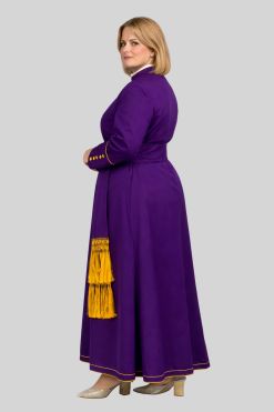 Episcopal Women's Roman Purple Cassock with Golden Trim