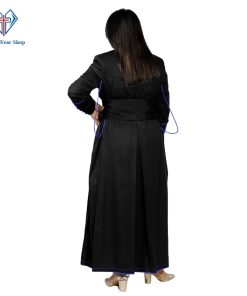 Ladies Black Cassock With Blue Trim