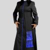 Ladies Black Cassock for Women with Royal Blue Trim & 33 Button