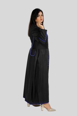 Ladies Black Cassock for Women with Royal Blue Trim & 33 Button