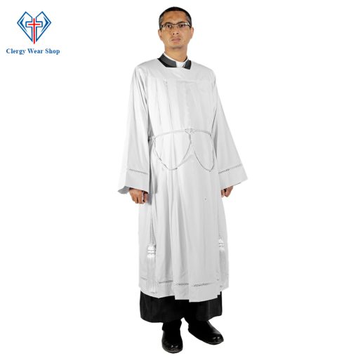 Liturgical Square Neck Alb with Lace - Clergy Wear Shop ™