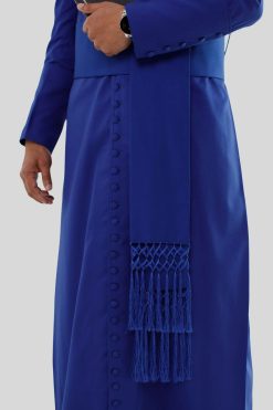 Regal Blue Clergy Cassock with 33 Buttons Honoring Faith in Style