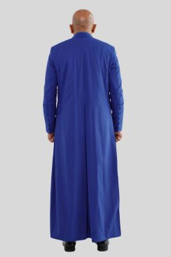 Regal Blue Clergy Cassock with 33 Buttons Honoring Faith in Style