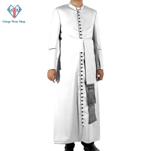 White Mens Cassock Mens 33 Buttons Cassock