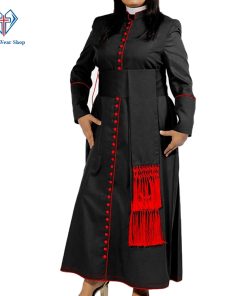 Women Clergy Robe Black with Red