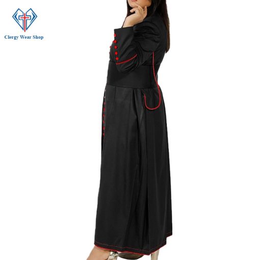 Women Clergy Robe Black with Red