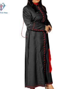 Women Clergy Robe Black with Red