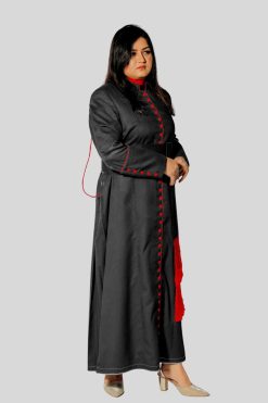 Women Clergy Robe with Bold Red Trim & 33 Buttons