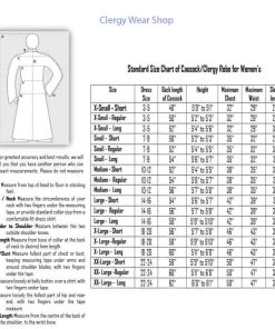 Size of Cassock Womens