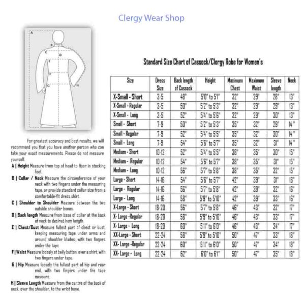 Size of Cassock Womens
