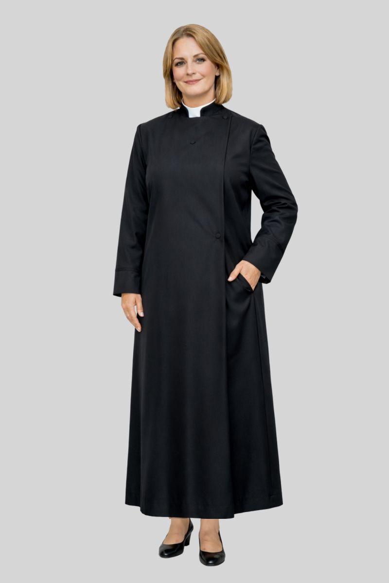 Festal Womens White Rochet with Black Cuff Bands - Holy Clergy