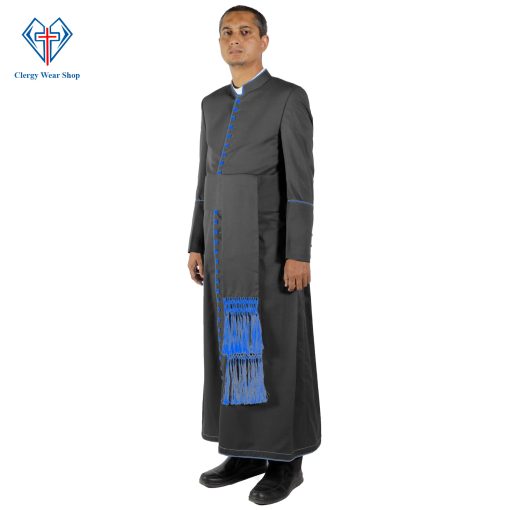 Black Cassock Blue Trim