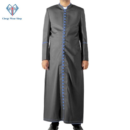 Black Cassock Blue Trim