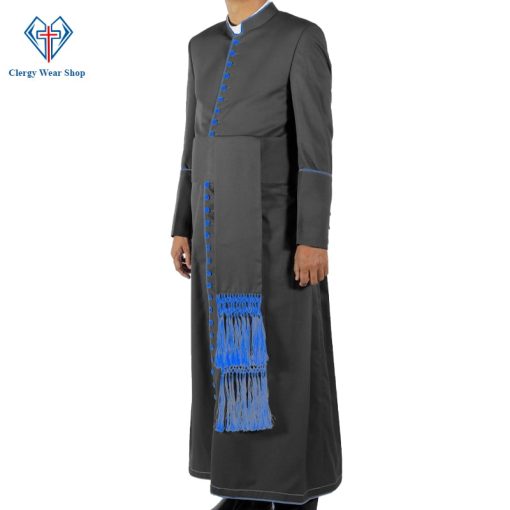 Black Cassock Blue Trim