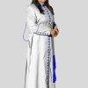 Elegent White Cassock with 33 Buttons & Blue Trim