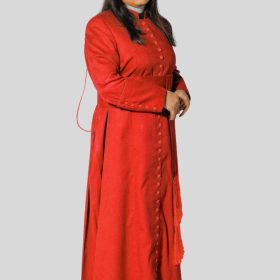 Graceful Red Women’s Cassock with 33 Button Front