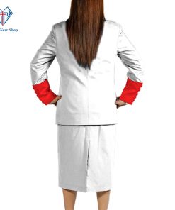 Ladies Clergy Skirt Suit White with Red Piping