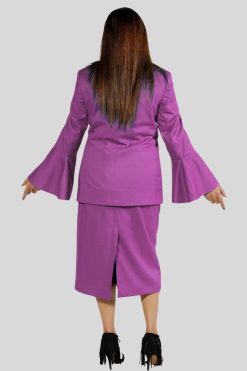 Ladies Clergy Suit Purple with Golden Trim Finish Flared Sleeve