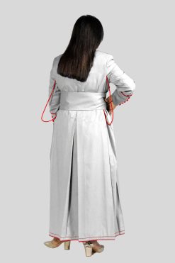 Ladies White Cassocks Cassock with Red Trim & 33 Buttons