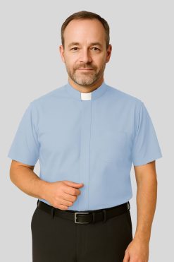 Light Blue Clergy Shirt Short Sleeve
