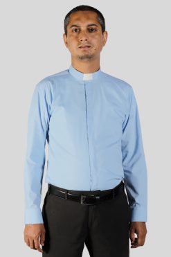 Light Blue Tab Collar Clergy Shirt for Religious Services