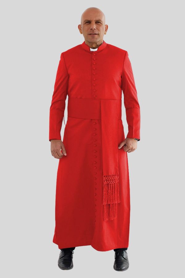 Luxury Red Clergy Cassock for Church Celebrations & Services