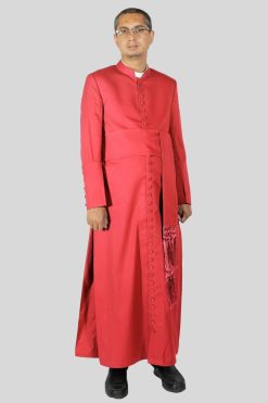 Luxury Red Clergy Cassock for Church Celebrations & Services