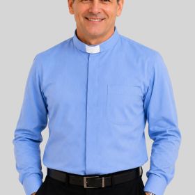 Men's Light Blue Tab Collar Clergy Shirt for Priests