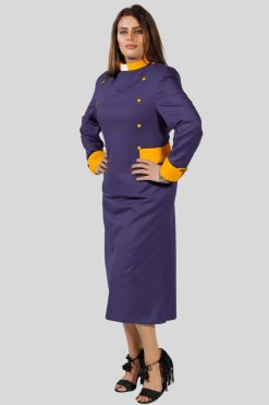 Navy Clergy Dress with Golden Designer Button Style