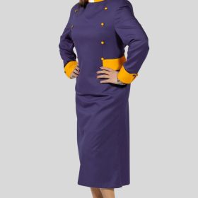 Navy Clergy Dress with Golden Designer Button Style