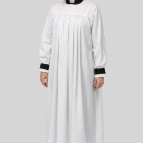 Festal Womens White Rochet with Black Cuff Bands