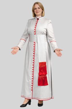 Reverent Women's White Cassock with Classic Trim