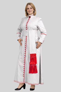 Reverent Women's White Cassock with Classic Trim