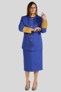 Skirt Suit Blue Royal Blue Skirt Suit for Women with Golden Trim