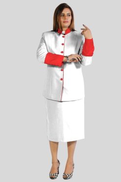 Skirt Suit White with Red Trim for Church Services