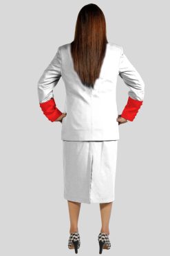 Skirt Suit White with Red Trim for Church Services
