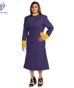 Women’s Clergy Dresses Navy with Golden Designer Buttons