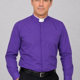 Bishop's Roman Purple Tonsure Collar Clergy Shirt
