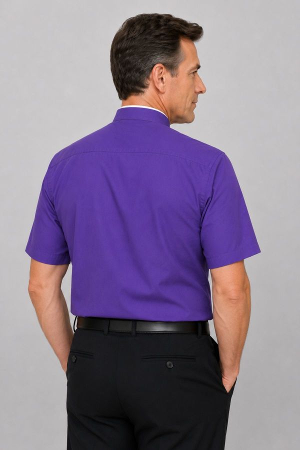 Bishop's Roman Purple Tonsure Collar Clergy Shirt