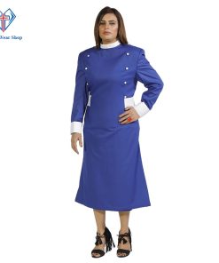 Designer Clergy Dresses Blue with White Buttons