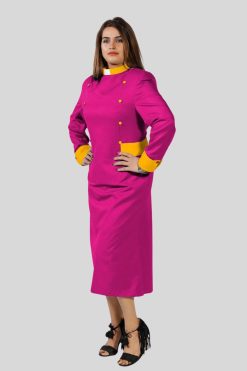 Designer Clergy Dresses Purple with Golden Button Detail