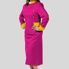 Red Purple Clergy Dress with Golden Button Detail