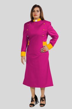 Designer Clergy Dresses Purple with Golden Button Detail